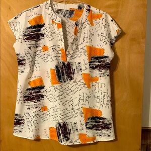 Stylish Orange and Black Print Women's Top